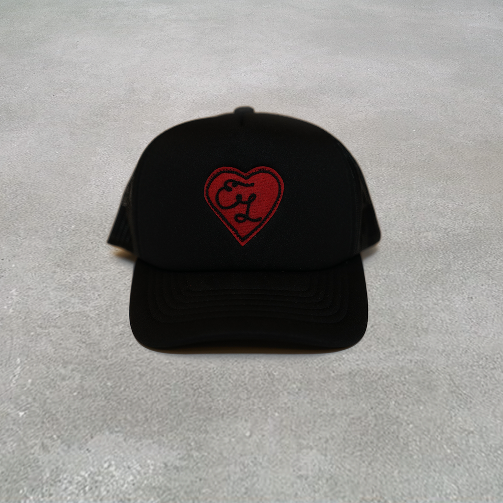 Cardiac Trucker Hat With Black Chainstitch