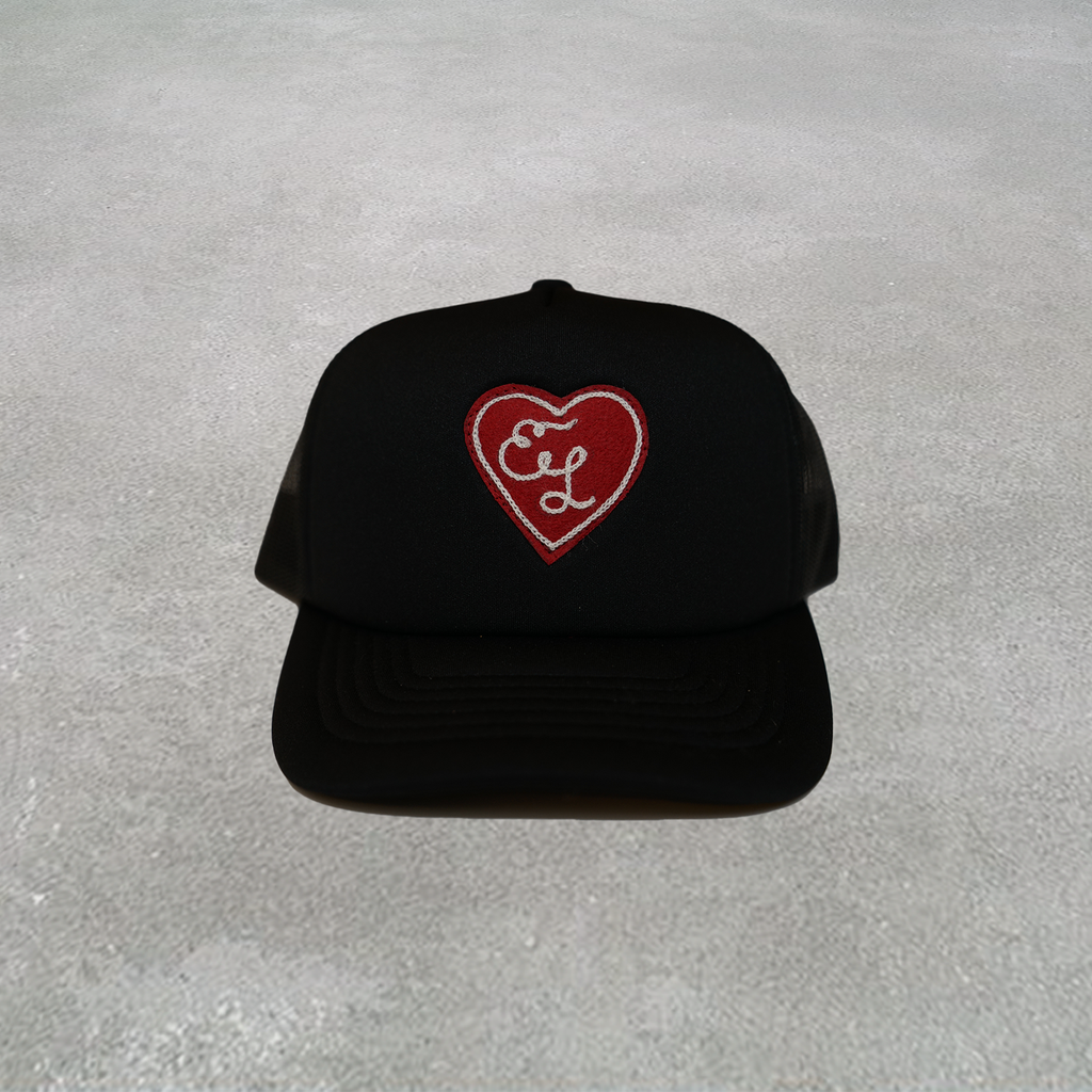 Cardiac Trucker Hat With White Chainstitch